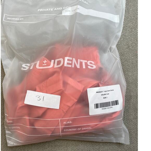 NWT Students Golf Trophy Swim Shorts Coral, Sz Large 33" - Picture 3 of 5